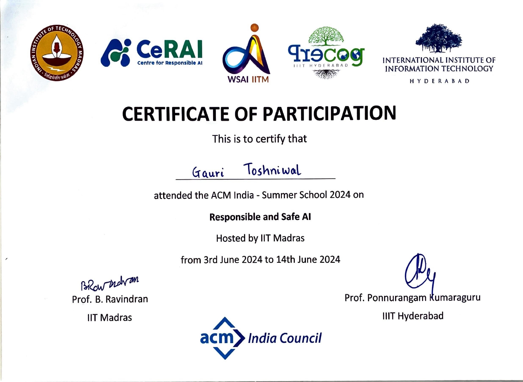 Responsible and Safe AI Certificate